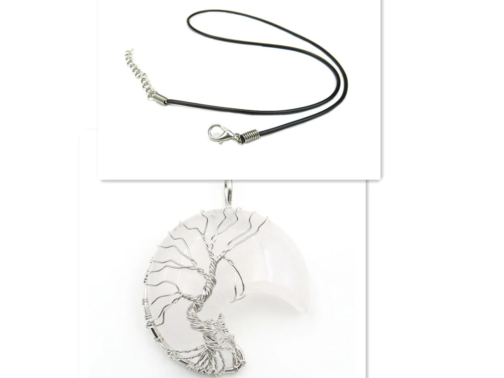 Moon Crystal Tree of Life Pendant Necklace Accessories - Image 11