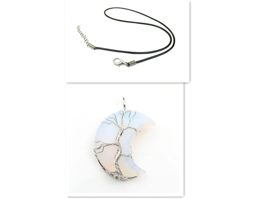 Moon Crystal Tree of Life Pendant Necklace Accessories - Image 12