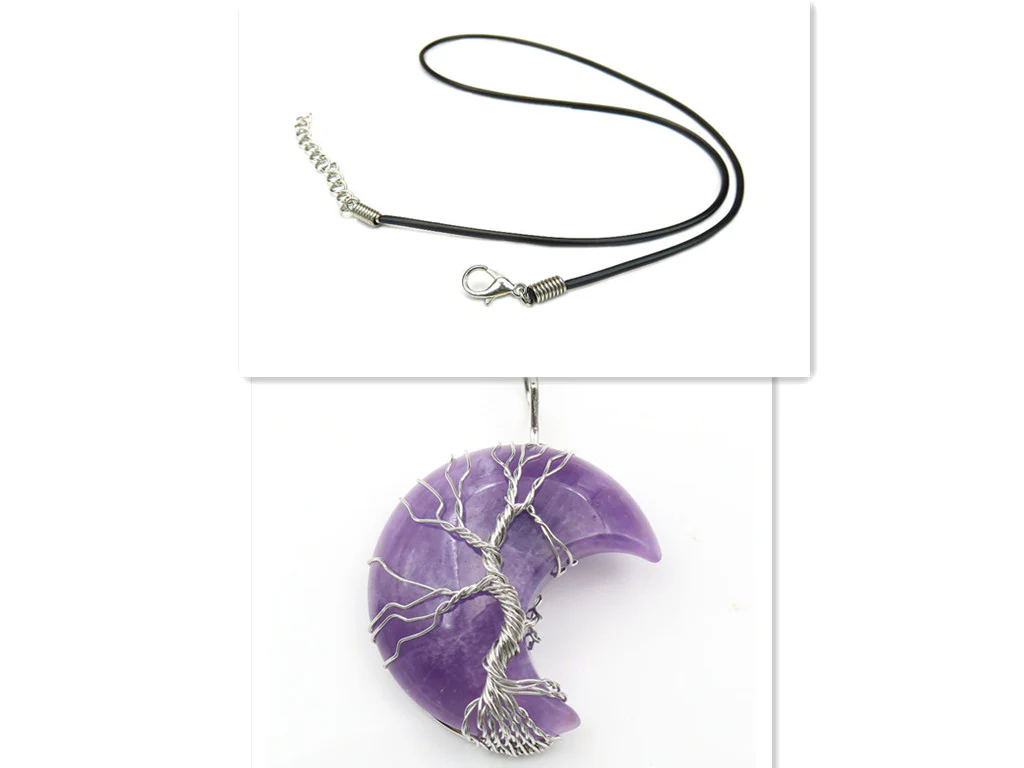 Moon Crystal Tree of Life Pendant Necklace Accessories - Image 8